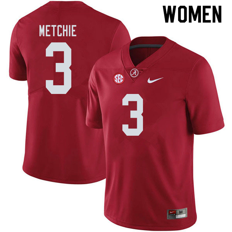 Women #3 John Metchie Alabama Crimson Tide College Football Jerseys Sale-Crimson